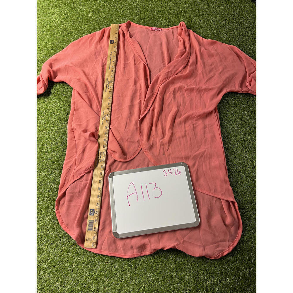 Body Central Coral Pink Lightweight Open Front Cardigan coral chiffon pink